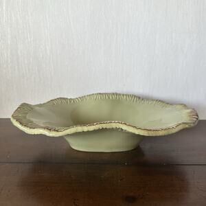 Bella Casa Ganz Oval Serving Bowl Sage Green Ceramic Rustic Minimalist Vintage